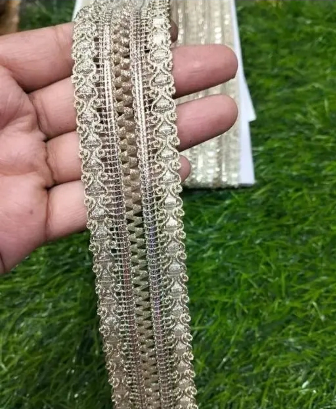 UNIQUE PATTERN WATER COLOR LACE 8.5M GOTA PATTI INDIAN WOMEN SARE SUIT LACE