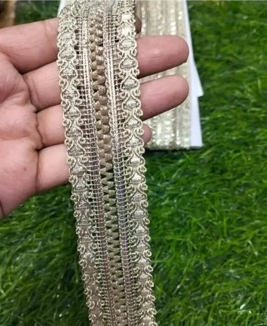 UNIQUE PATTERN WATER COLOR LACE 8.5M GOTA PATTI INDIAN WOMEN SARE SUIT LACE