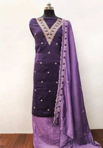 WOMEN/ GIRLS PURE COTTON PRINTED UNSTITCHED SUIT WITH LACE