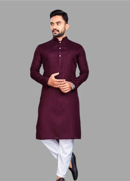 MEN PRINTED PUTE COTTON STRAIGHT KURTA  KURTA