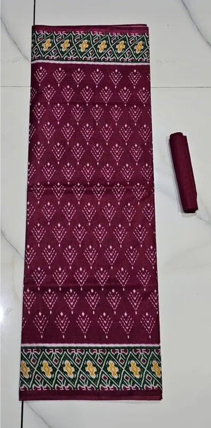 WOMEN/ GIRLS LATEST DESIGNERS PRINTED COTTON SAREE WITH BLOUSE