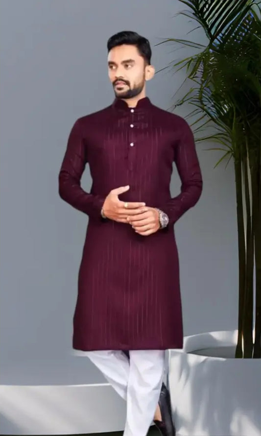 MEN PRINTED PUTE COTTON STRAIGHT KURTA  KURTA