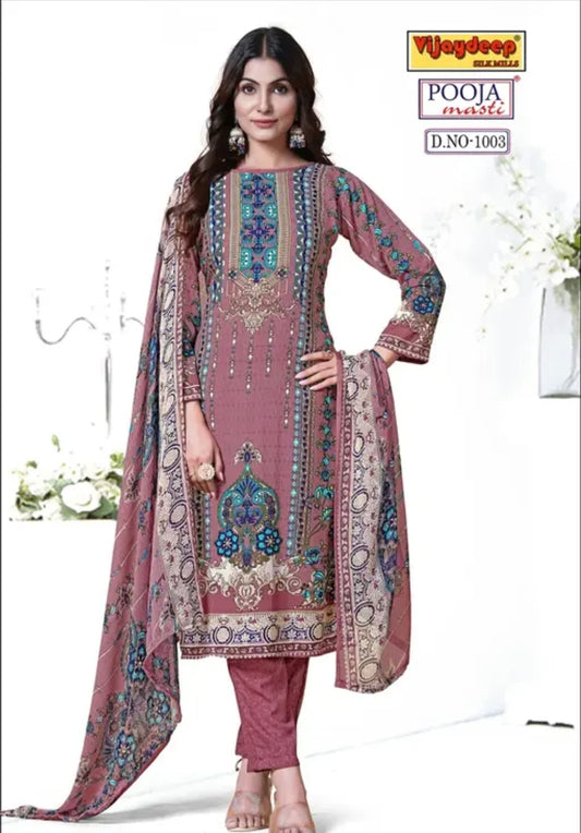 WOMEN PRINTED SILK  SUIT & DRESS MATERIAL WITH DUPATTA