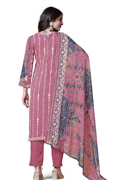 WOMEN PRINTED SILK  SUIT & DRESS MATERIAL WITH DUPATTA
