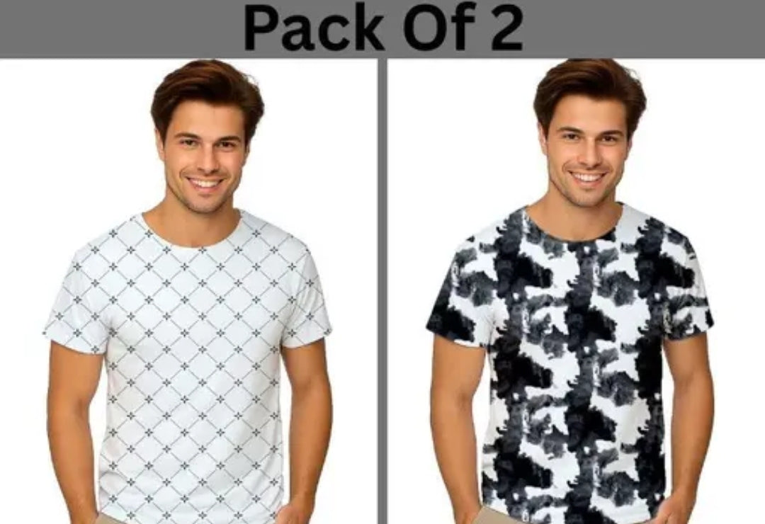 MENS T- SHIRT PRINTED DESGINE DAILY WEAR  T- SHIRT PACK OF 2
