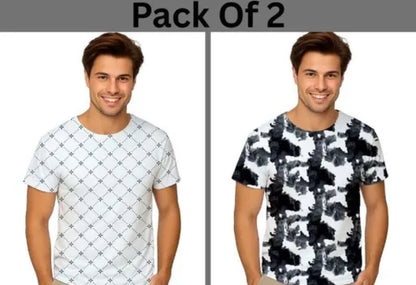 MENS T- SHIRT PRINTED DESGINE DAILY WEAR  T- SHIRT PACK OF 2