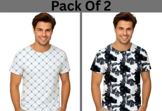 MENS T- SHIRT PRINTED DESGINE DAILY WEAR  T- SHIRT PACK OF 2
