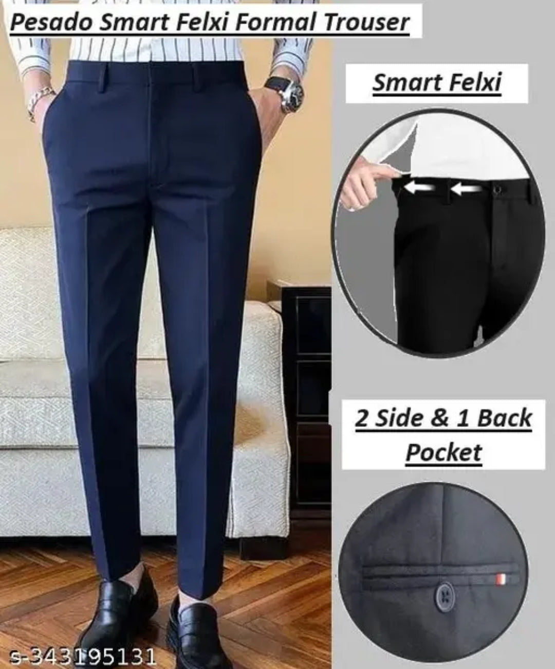 MENS SMART FLEXI FORMAL TROUSER PANT FOR MENS