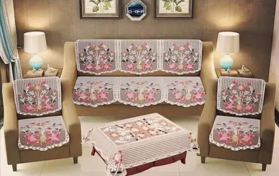 COTTON FLORAL PRINTRD SOFA COVER SET OF 7 PICS