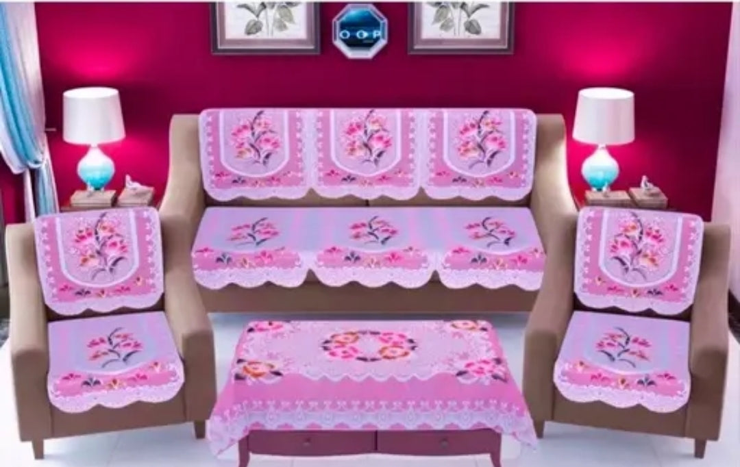 COTTON FLORAL PRINTRD SOFA COVER SET OF 7 PICS