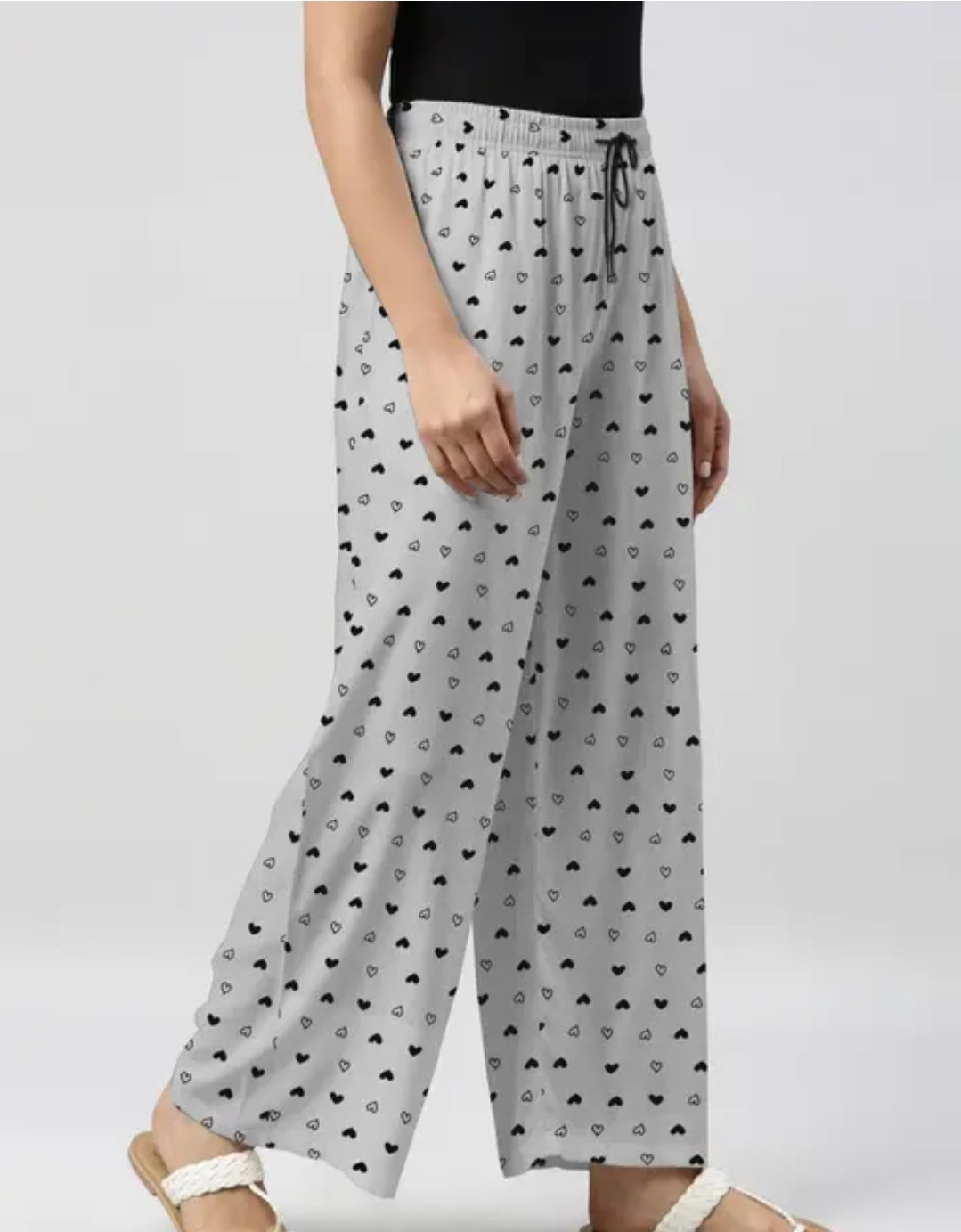 WOMEN GREY/ BABY PINK PACK OF 2 PRINTED PURE COTTON PAJMA