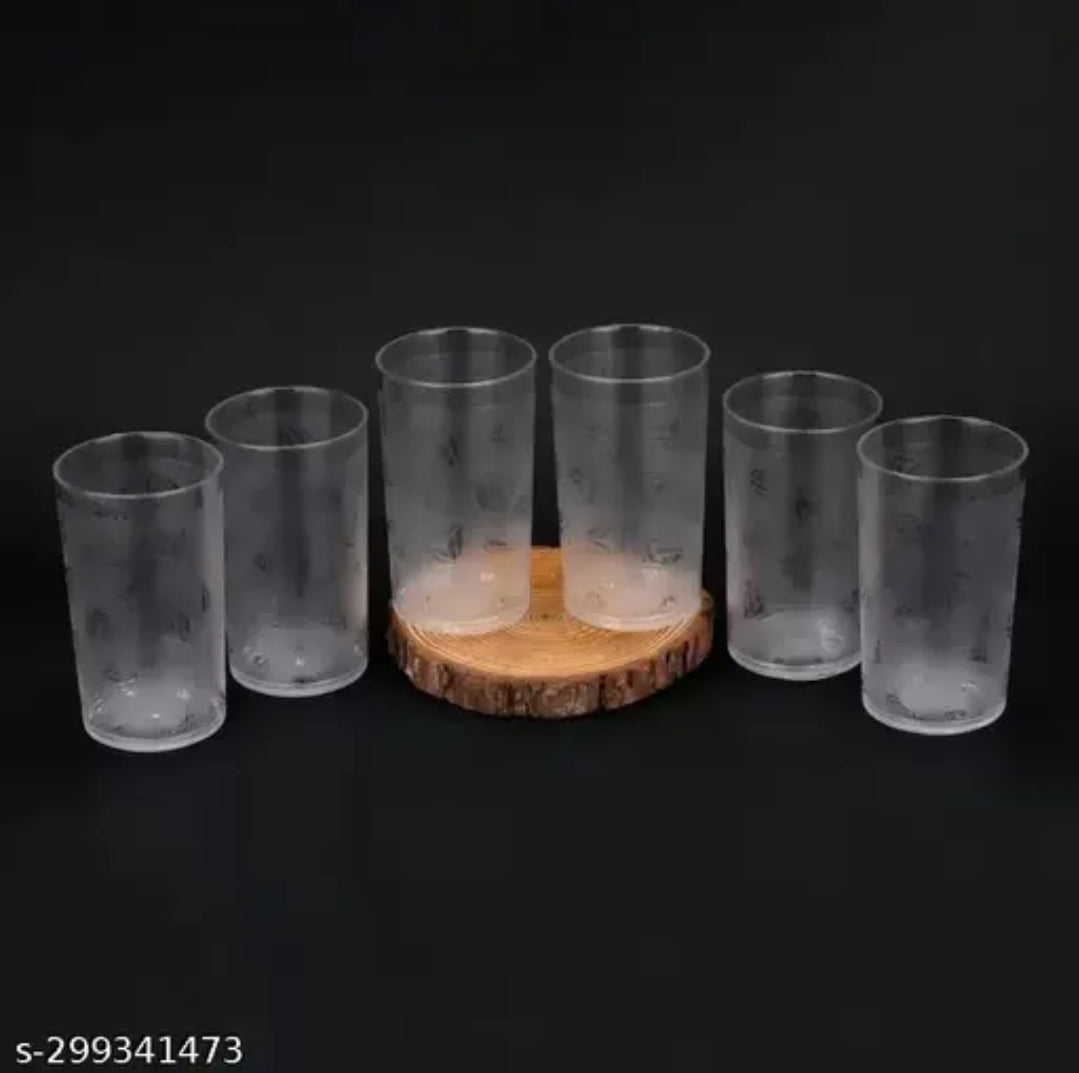 PLASTIC DIAMAND DESGINE 6 PICS UNBREAKABLE STYLISH TRANSPARENT GLASS